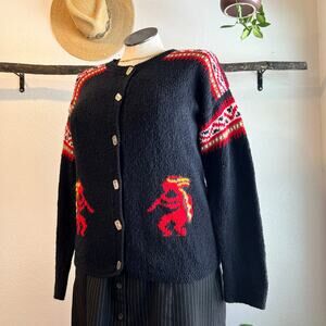 Vintage Caamano Wool Hand Knit in Peru Cardigan Sweater Size Large